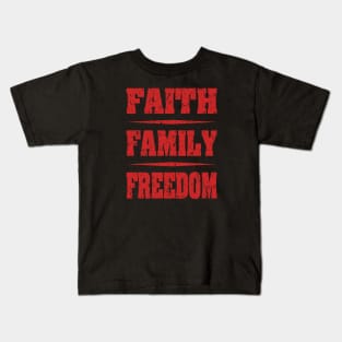 Faith Family Freedom distressed Red Kids T-Shirt